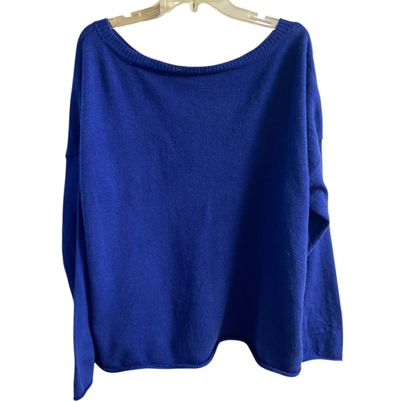 Eileen Fisher Vibrant Blue Scoop Neck Sweater merino wool XL - Picture 2 of 7
